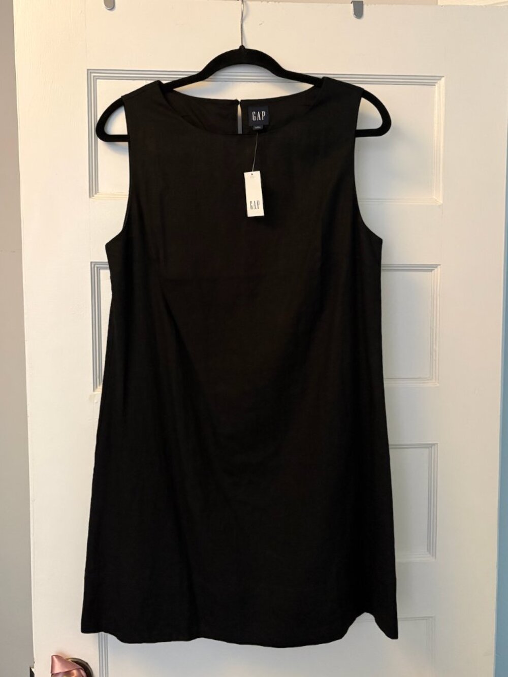 NWT! GAP Size M black linen a-line mini dress